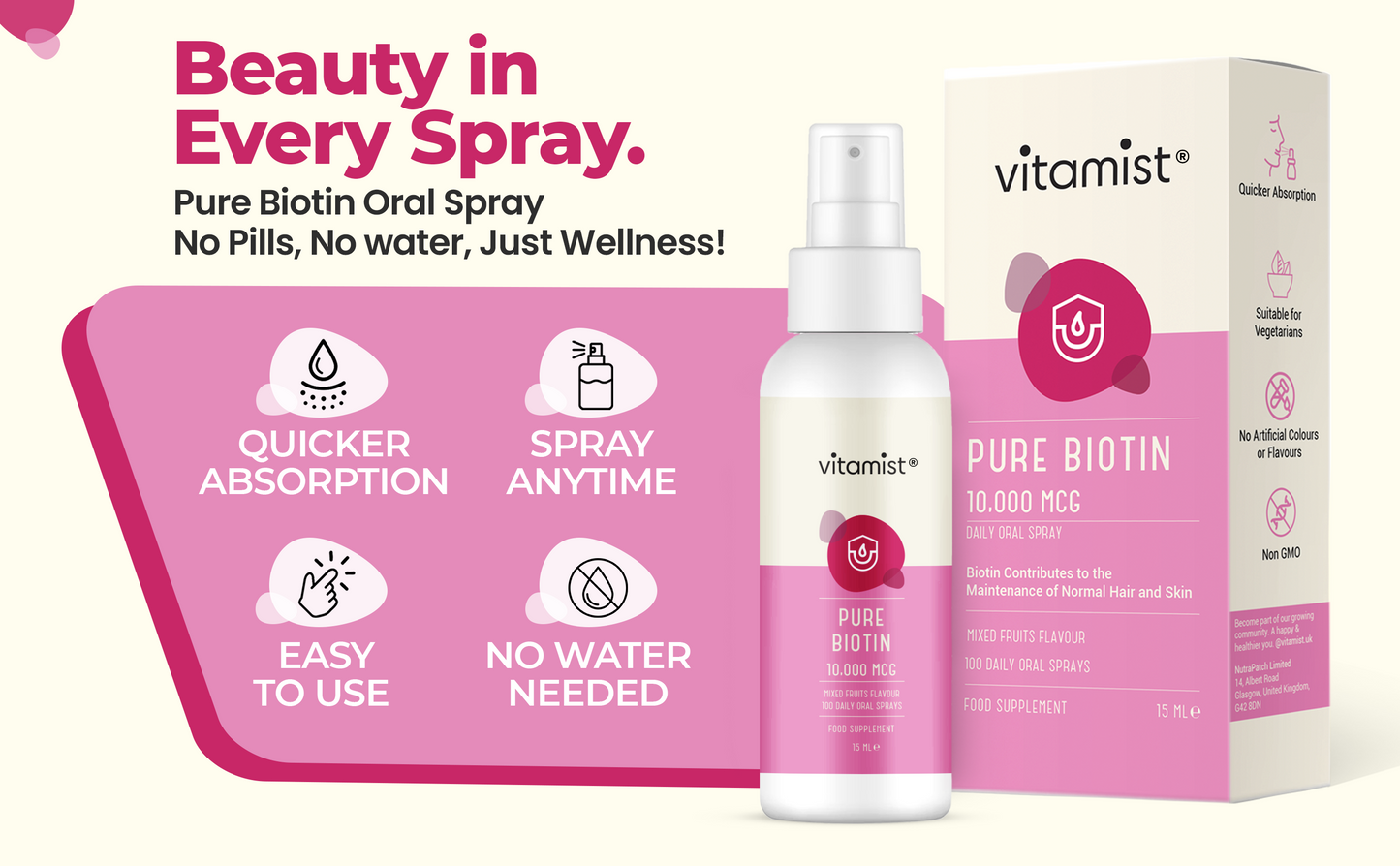 Pure Biotin Oral Spray | 100 Servings